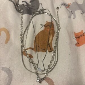 american eagle four pack of silver necklaces